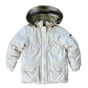 Vintage 90's Lauren Ralph Lauren Fur Hooded Puffer Jacket‎ M